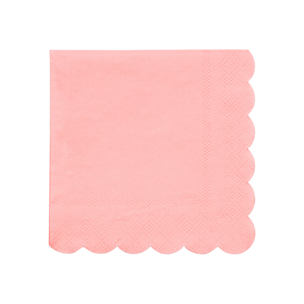 coral pink scalloped napkins for tea party or animal party birthday kit and decor