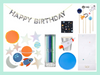 Space Birthday Party Box with Meri meri party supplies and oh happy day party products