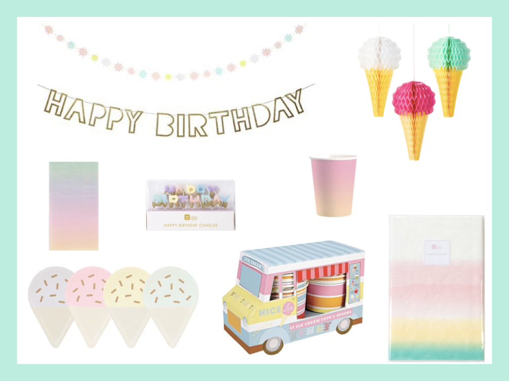 Ice Cream Theme Birthday Party Supplies Box