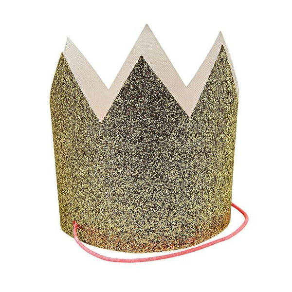 gold glitter crowns made by Meri Meri