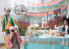 colourful fringe garland for animal and circus birthday party.  Made by Meri Meri