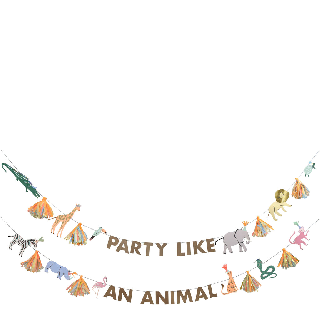 party like an animal safari banner. made by Meri Meri