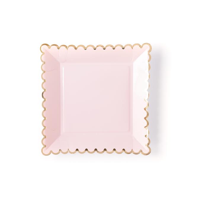 blush pink scalloped gold paper party plates by My Mind's Eye