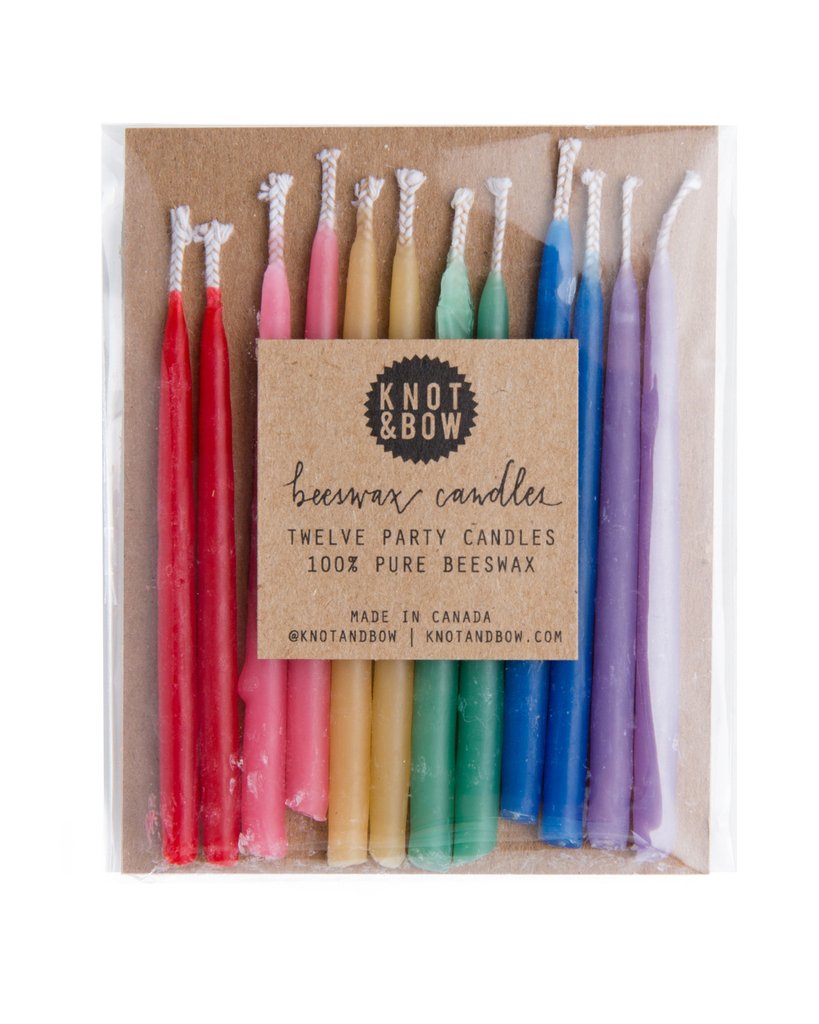 rainbow beeswax candles. Made by knot & bow