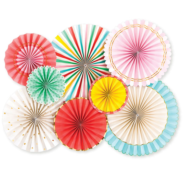 Spring colourful paper party fans. Made by My Mind's Eye