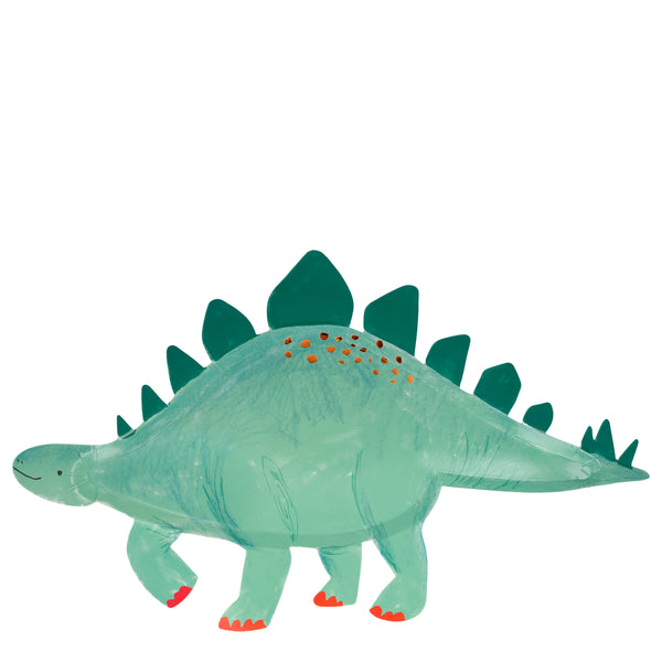 Stegosaurus dinosaur serving party platters.  Made by Meri Meri