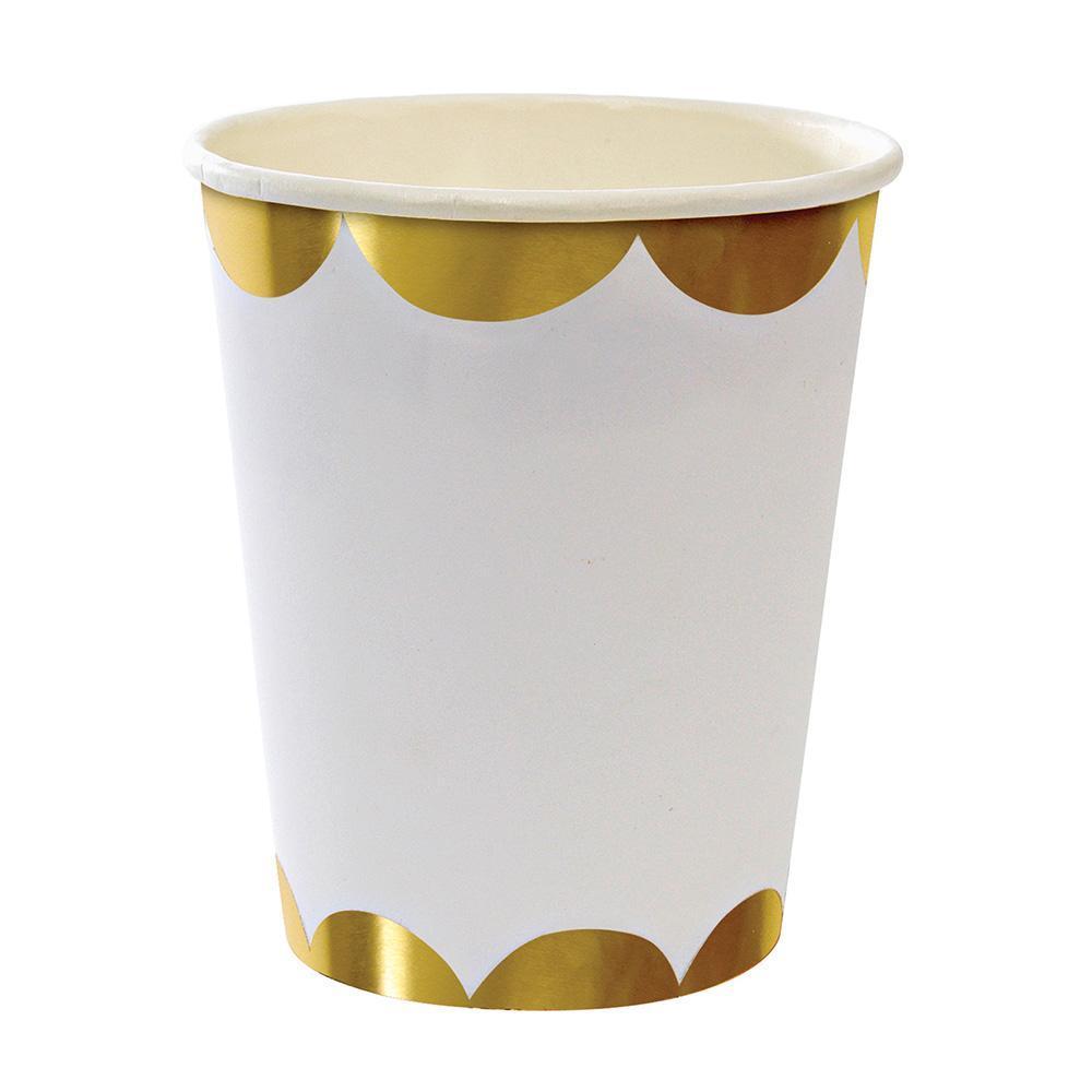 Gold scalloped cup for princess party.  Made by Meri Meri