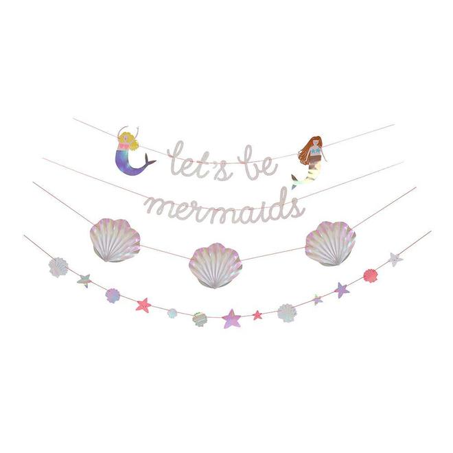 meri meri let's be mermaids banner for mermaid themed birthday party and decor