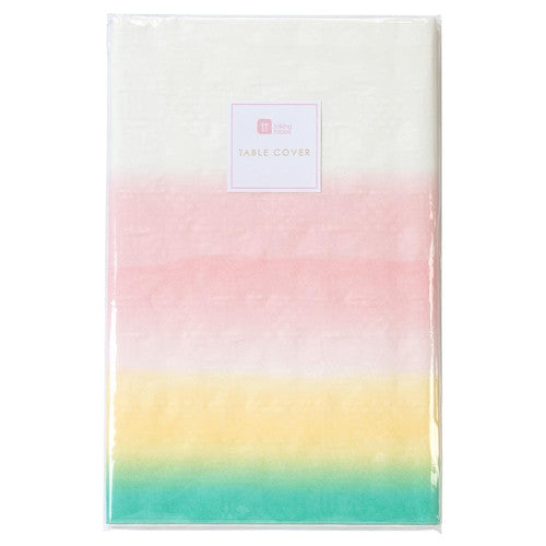 rainbow ombre pastel paper table cloth, table cover. Made by Talking Tables