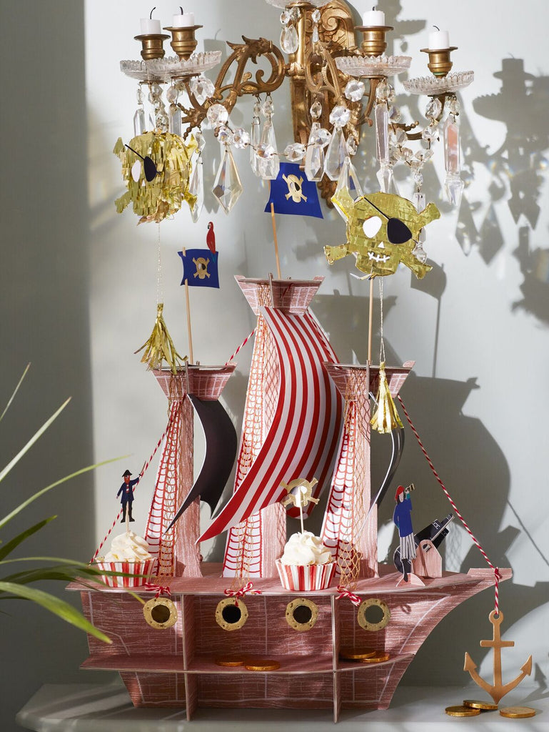 pirate ship centrepiece for pirate themed birthday party and kid bedroom decor made by meri meri